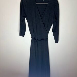 Eileen Fisher Black Long-Sleeve Wrap Maxi Dress